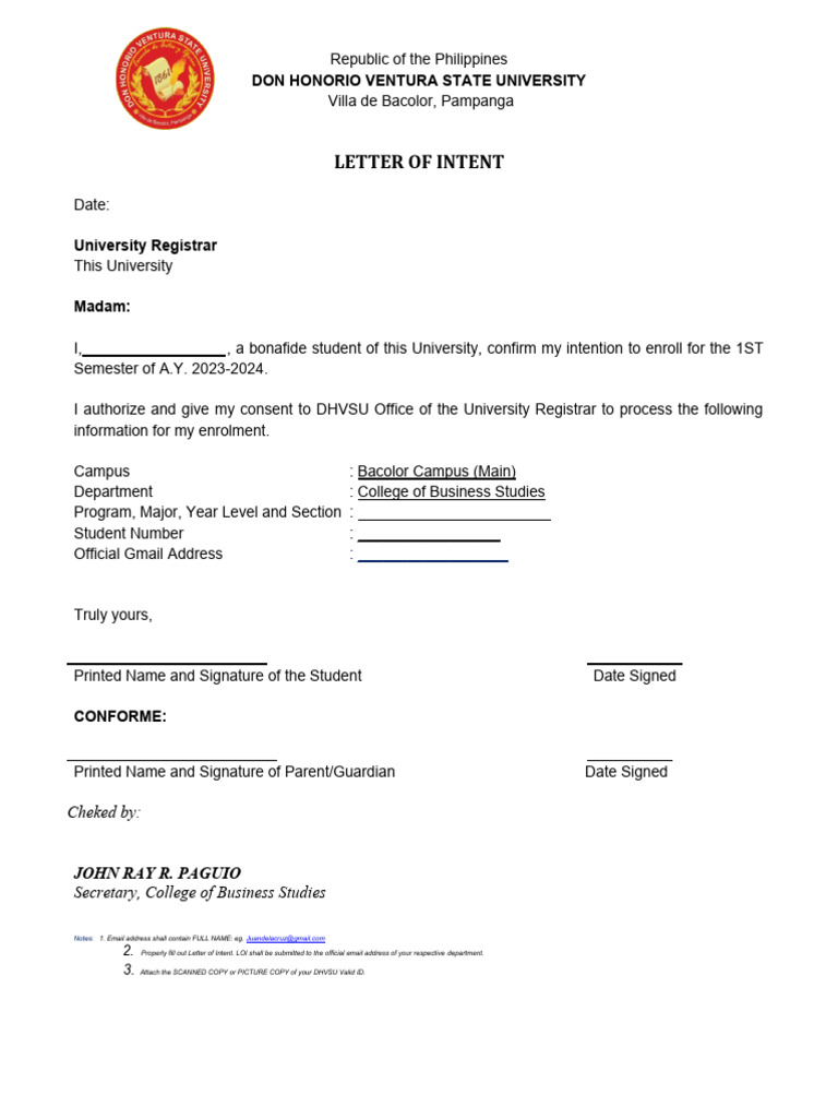 Letter of Intent To Enroll Revised 1 2023 PDF