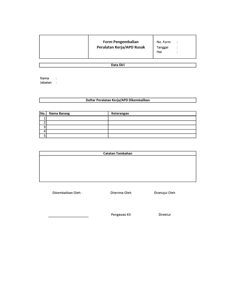 Form Pengembalian | PDF