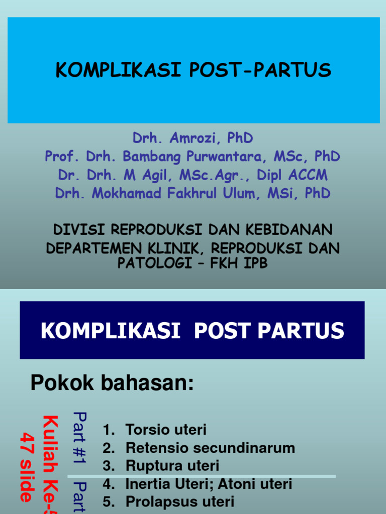 Komplikasi Post-Partus Ternak | PDF