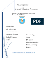 Assignment On Empirical Tools of Education Economics