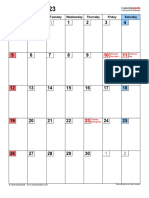 November 2023 Calendar Portrait Small Numerals