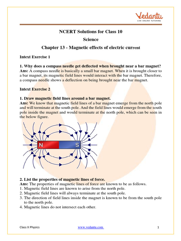 NCERT Solutions For Class 10 Science Chapter 13 Effects of Electric Current . PDF