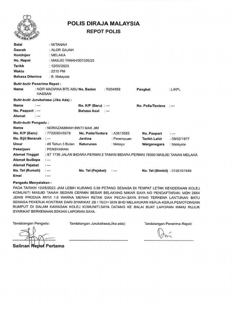 Report Polis (Cermin Kereta) PDF