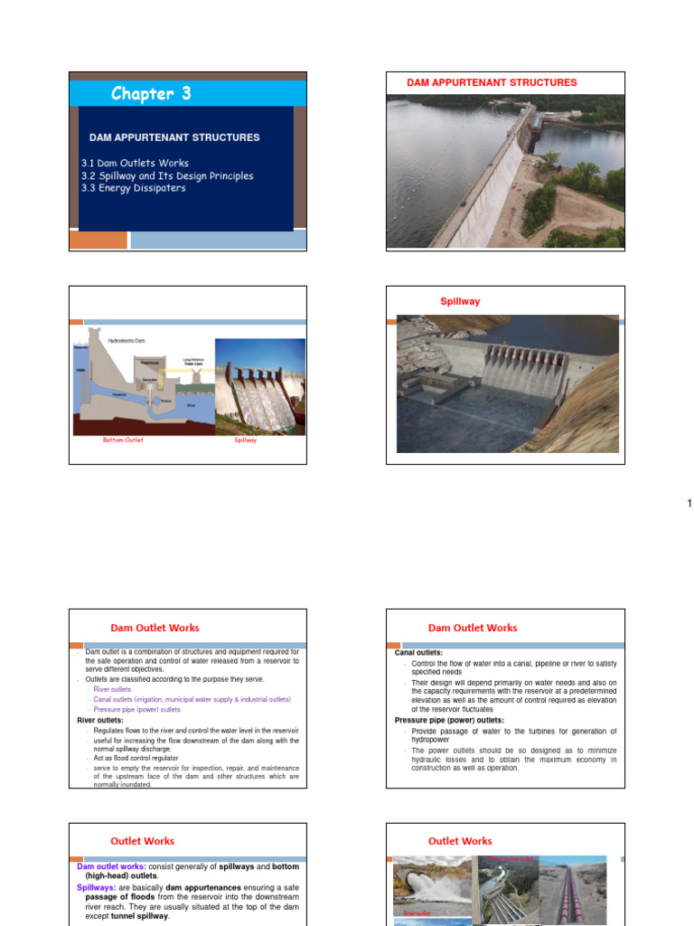 Dam Outlet Works and Spillway Design | PDF