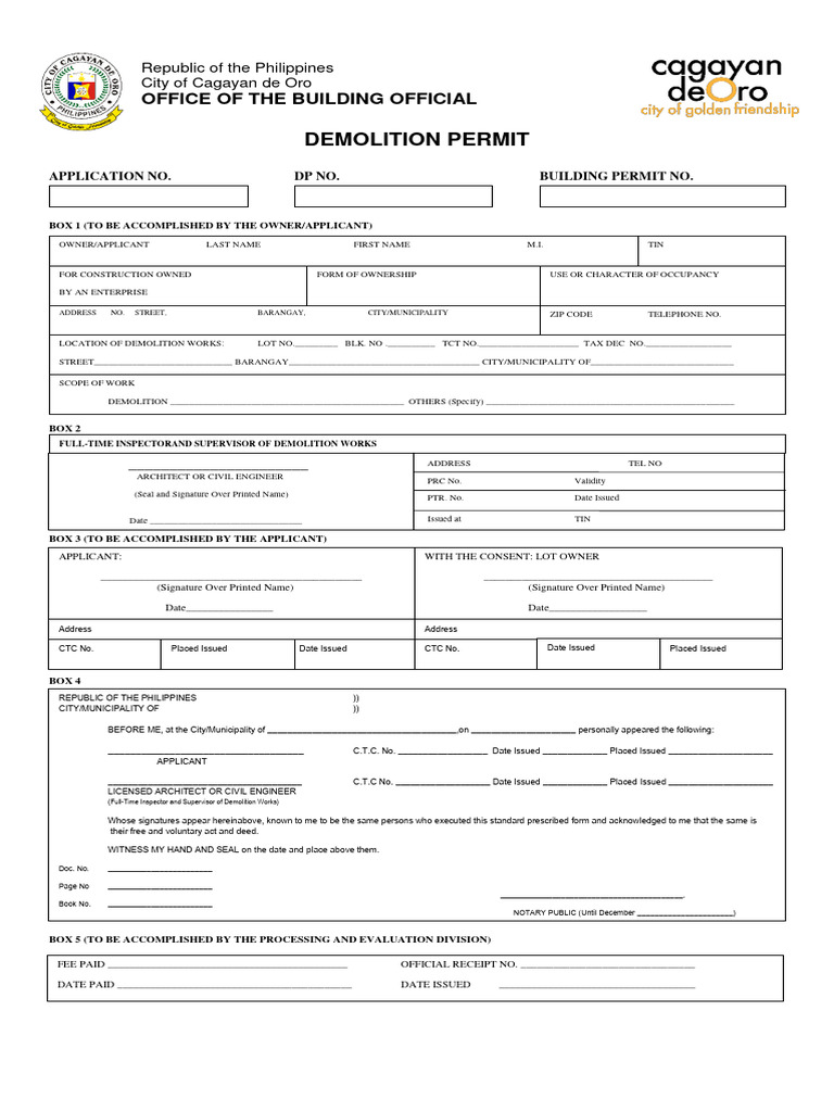 Demolition Permit Application Form | PDF