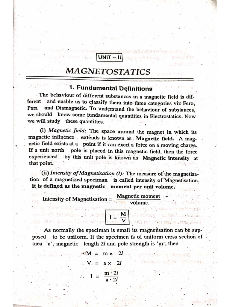 Magnetostatics Unit 2 | PDF