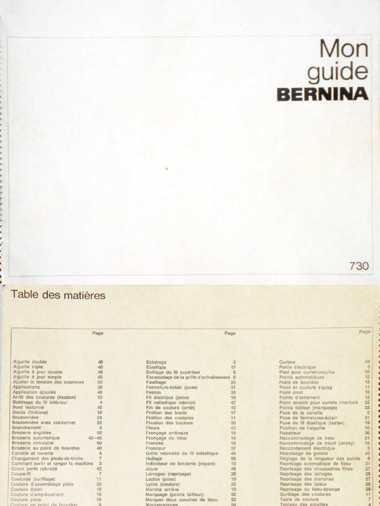 BERNINA Record 730 Manuel PDF