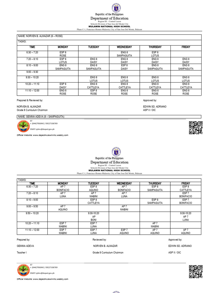Grade 8 teachers program sy 22 23 pdf