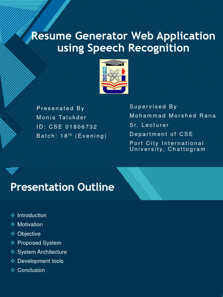 Resume generator web application using speech recognition pdf