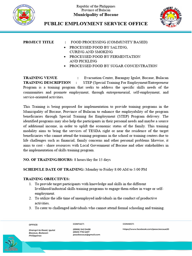 Food Processing Project Proposal PDF