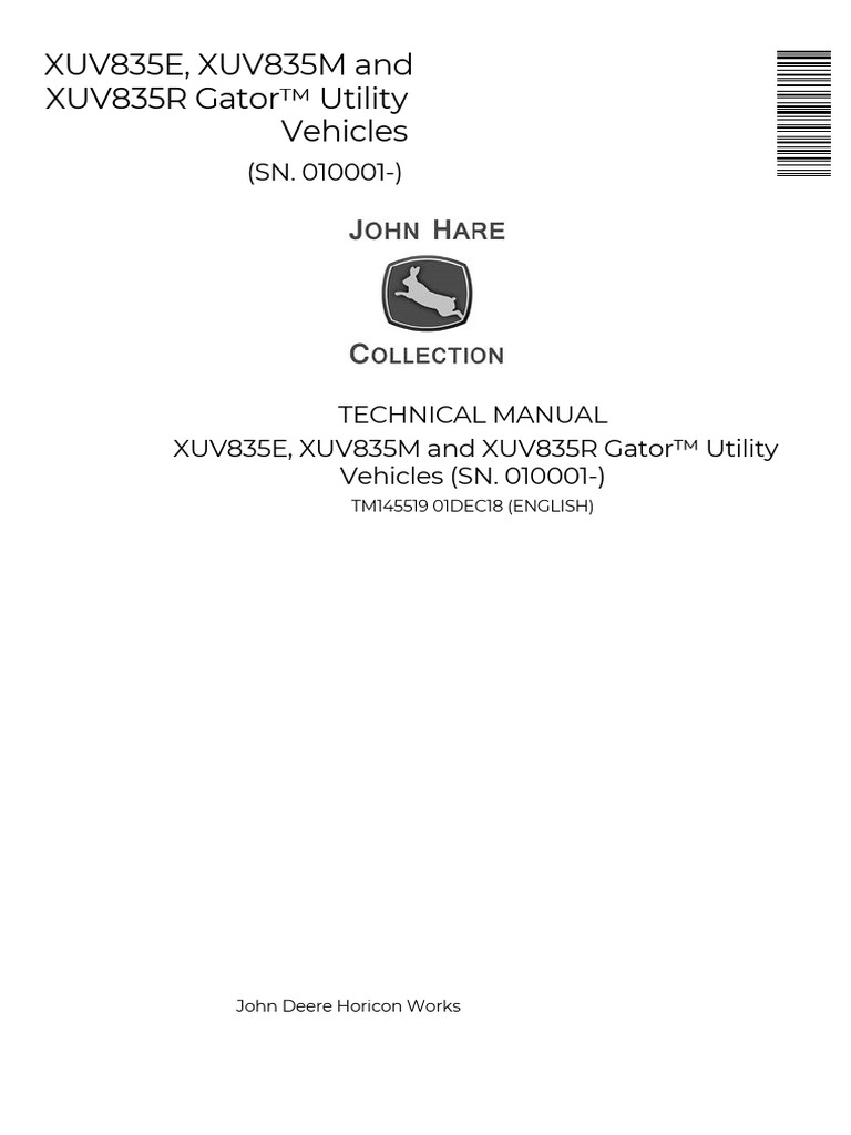 John Deere Gator XUV 850D Utility Vehicle Pdf Operator's Manual ES