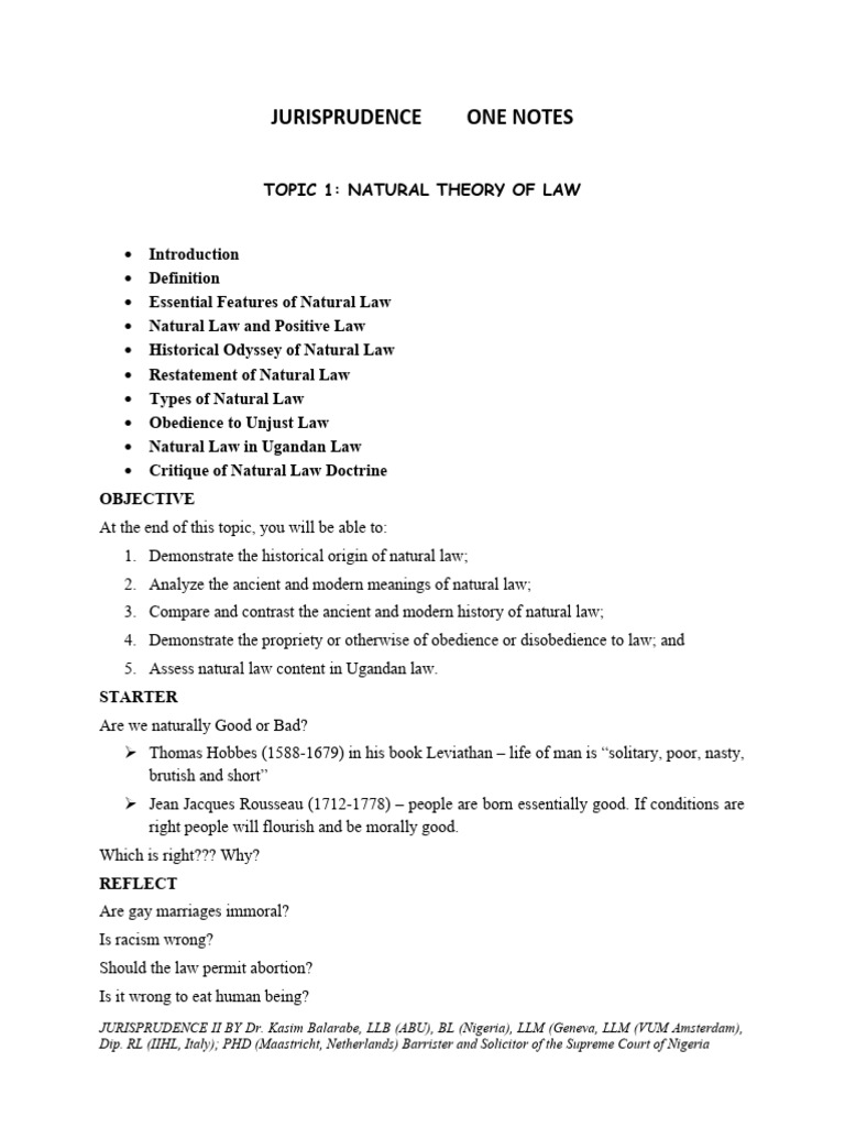 Jurisprudence ONE NOTES | PDF