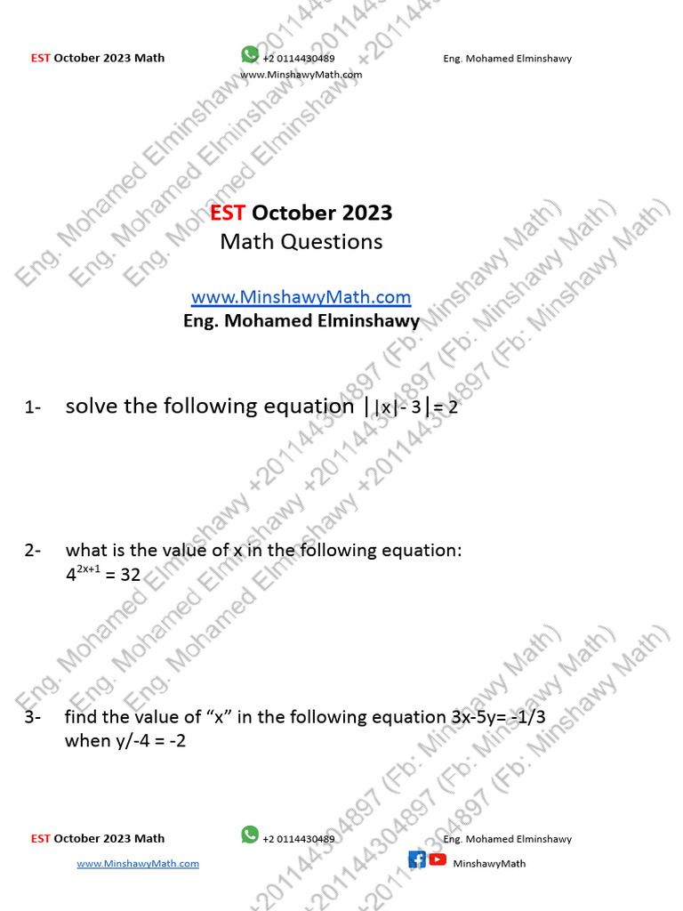 Est Exams Pdf Math