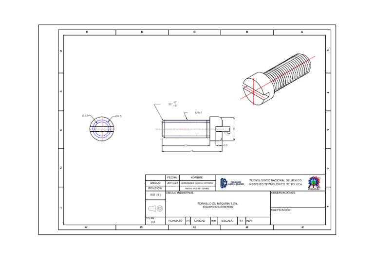 Dibujo Técnico de Tornillo Espl. | PDF