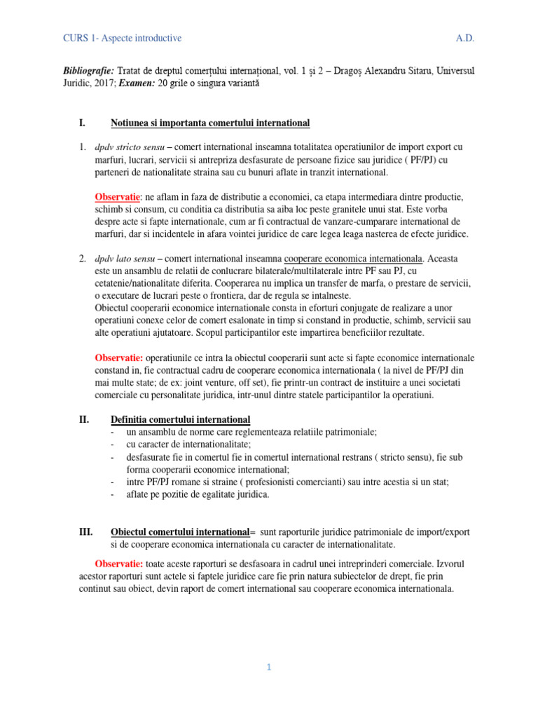 Curs Comert International | PDF