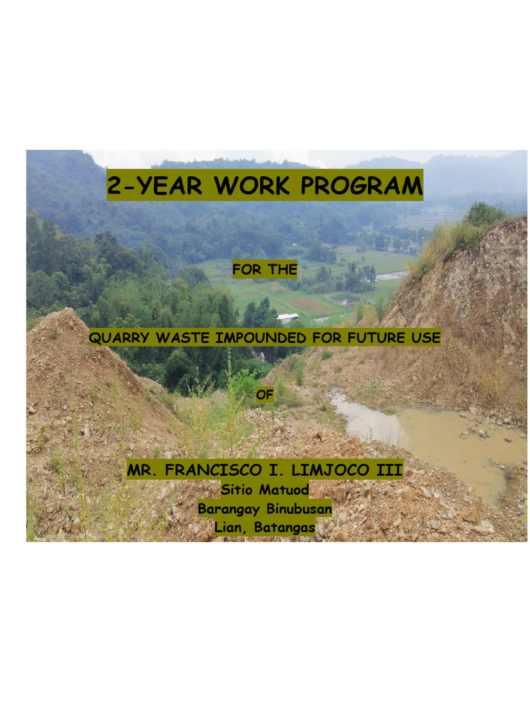 Quarry Waste Management Plan Batangas | PDF