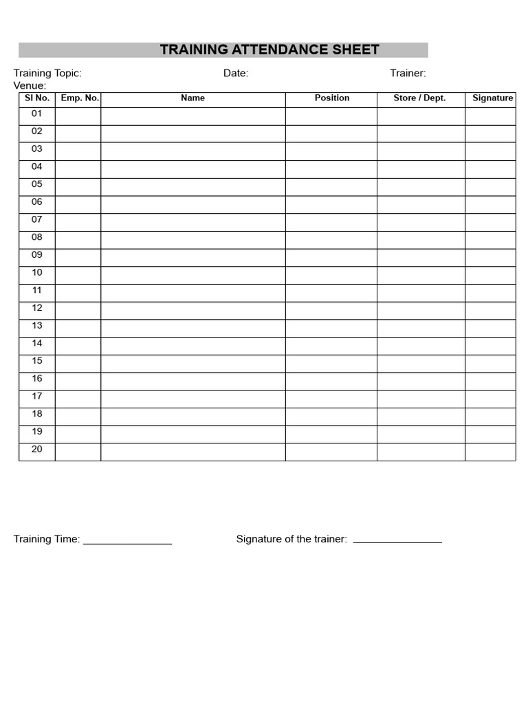 Dpi Civil Rights Training Attendance Sheet