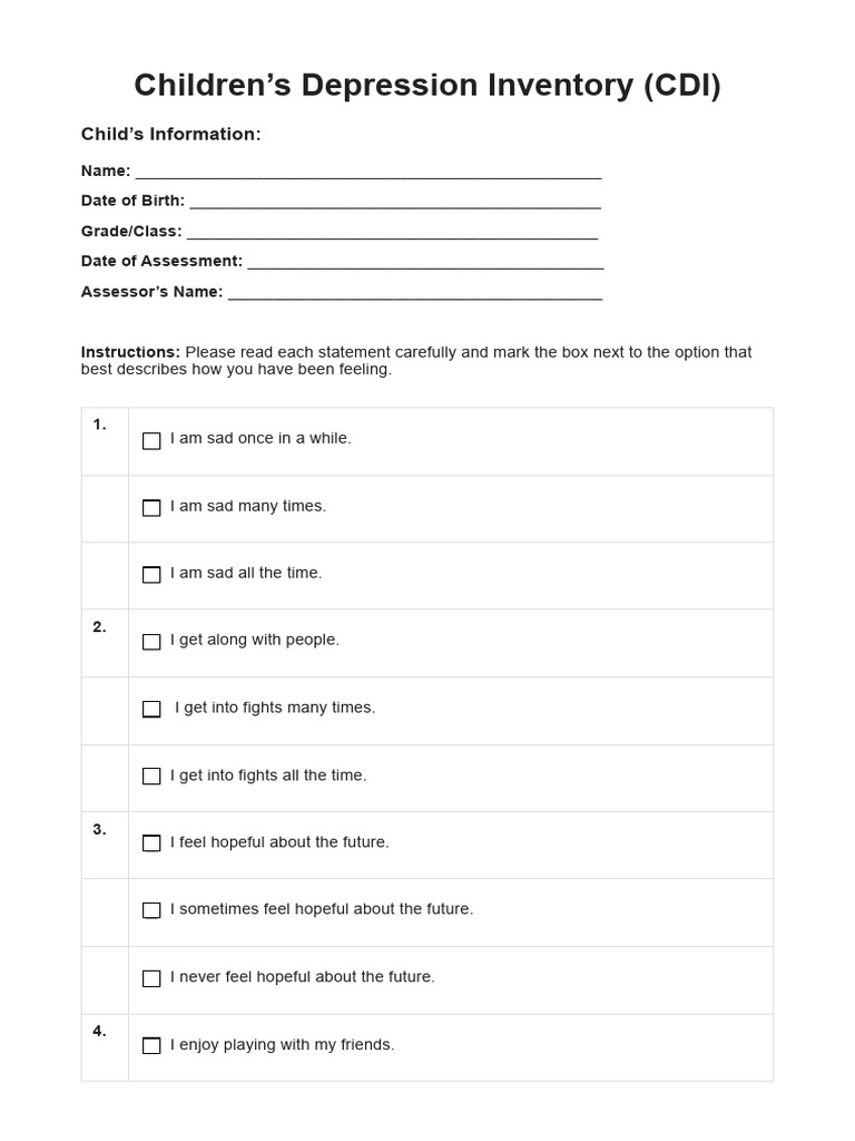 Children's Depression Inventory PDF