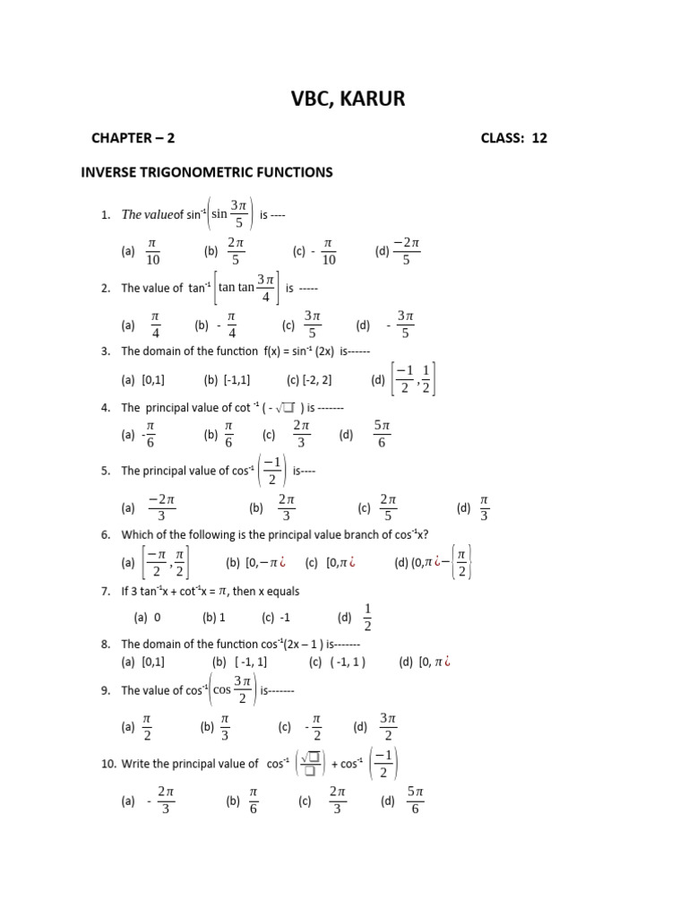 50 MCQs CHAPTER 2 MATHS | PDF