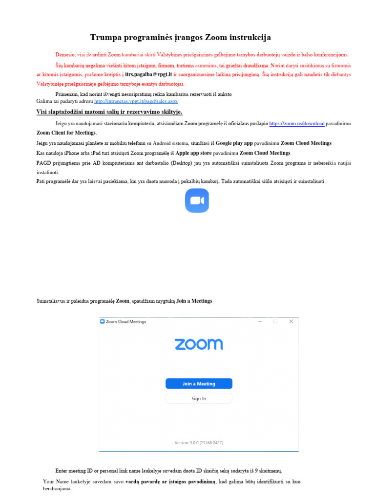 ZOOM Instrukcija | PDF