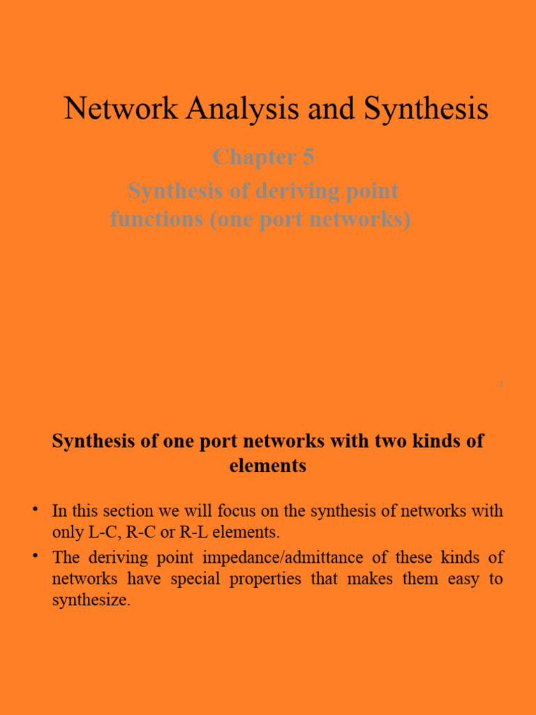 Chapter 5 Synthesis of One Port Network 2016 | PDF