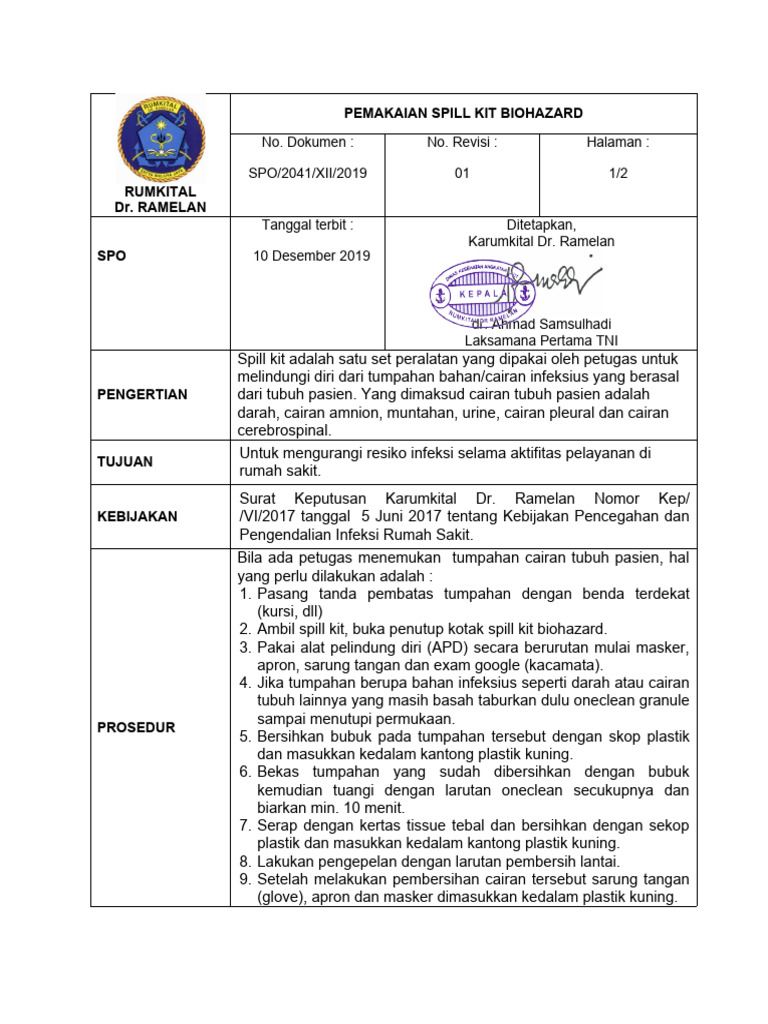 Spo Spill Kit Biohazard | PDF