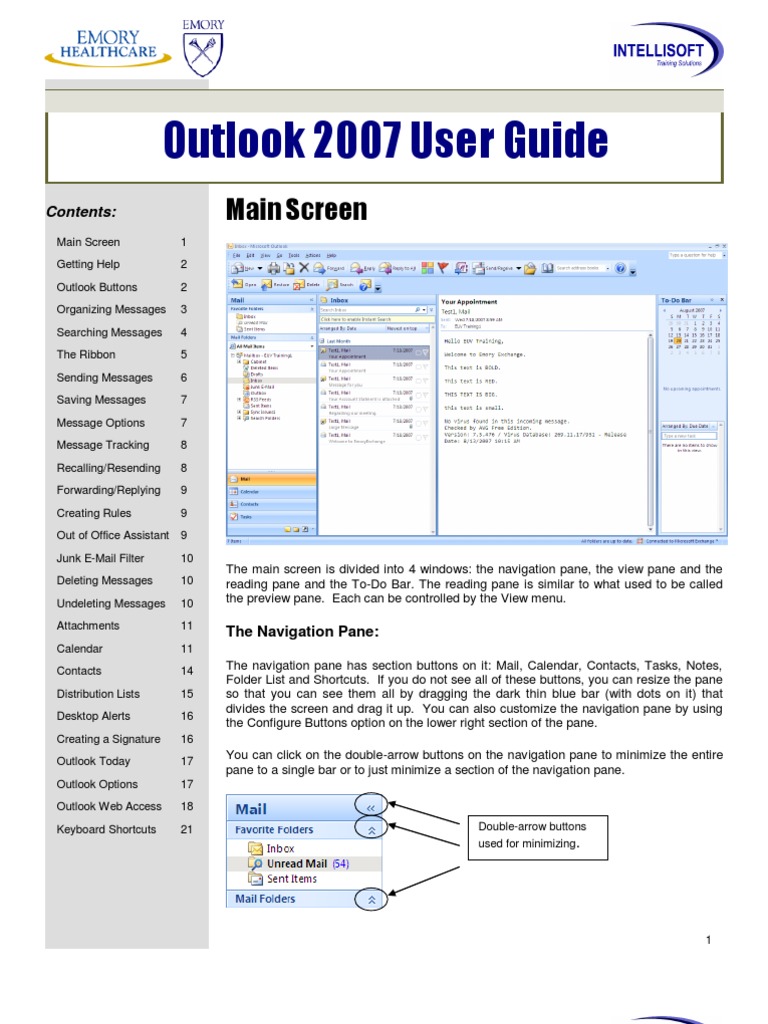 Outlook 2007 Email Management Guide | PDF | Microsoft Outlook | Email