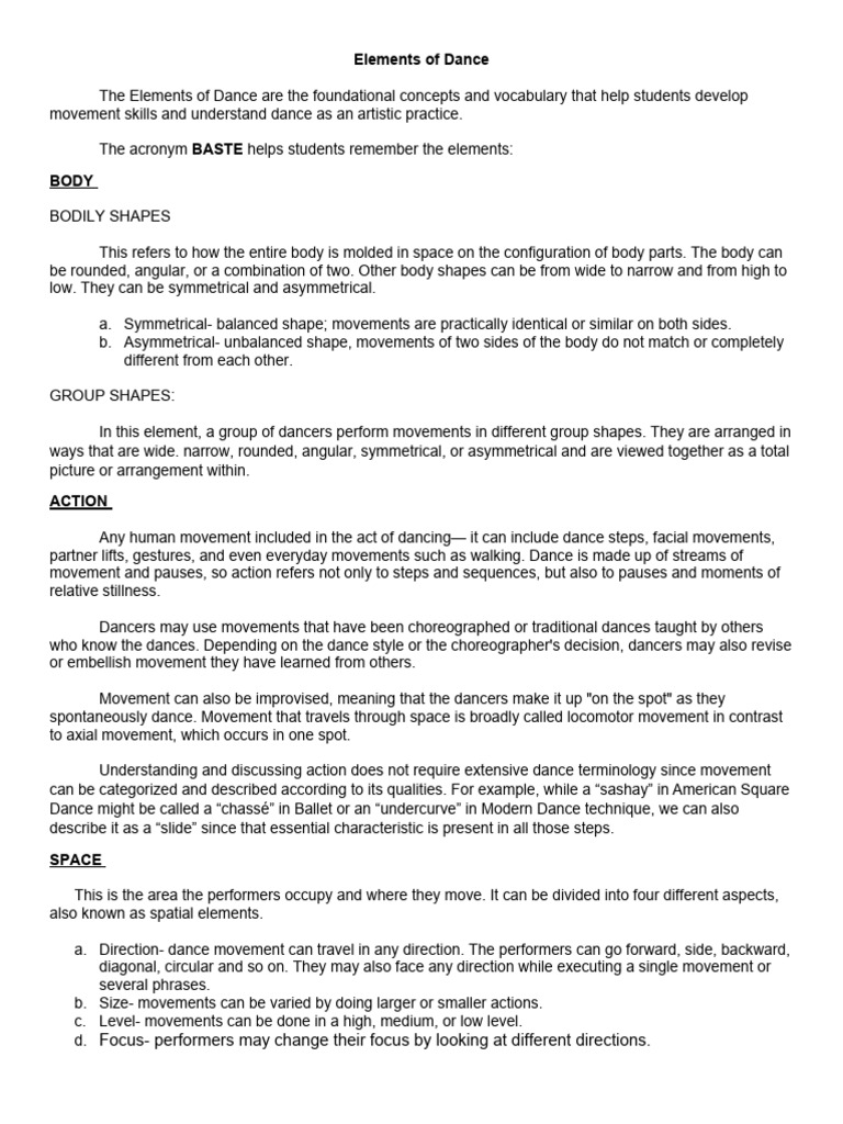 Elements of dance pdf dances rhythm