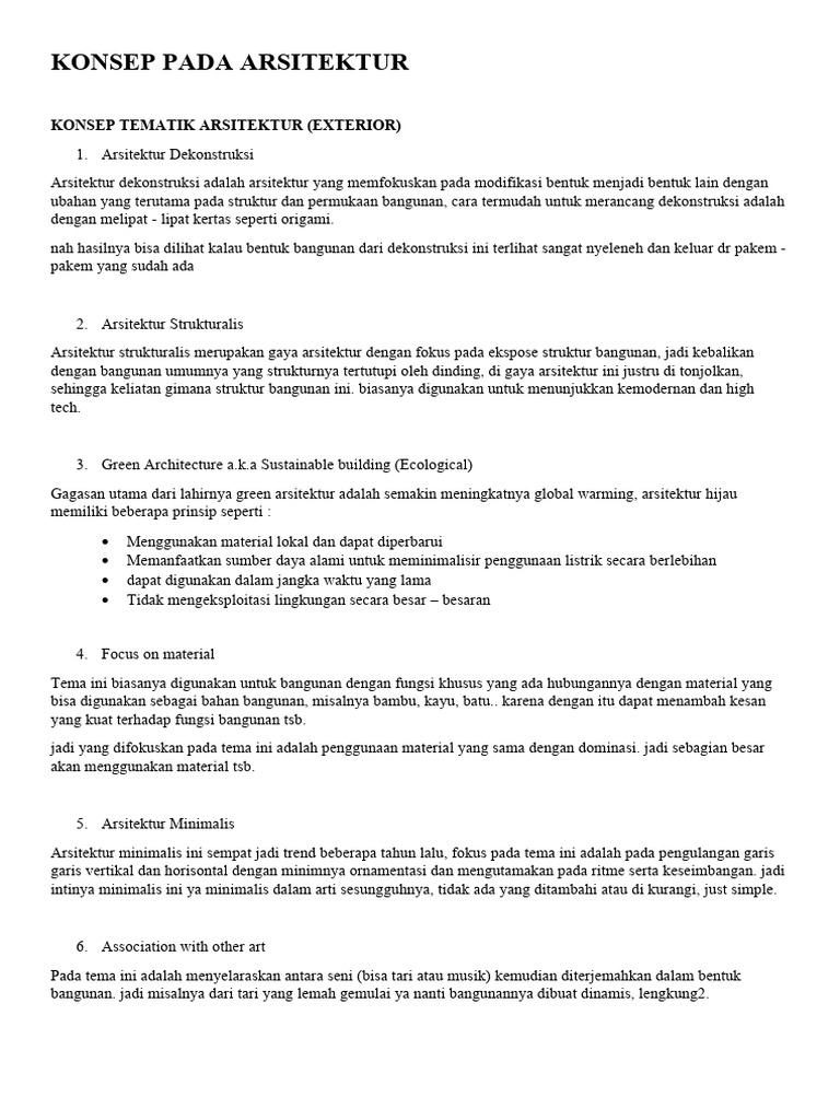 Konsep Arsitektur dan Dekorasi Interior | PDF