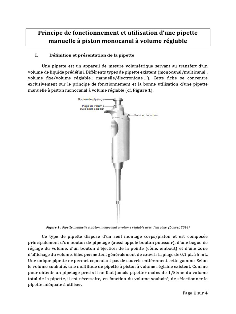 Principe de fonctionnement et utilisation dune pipette pdf