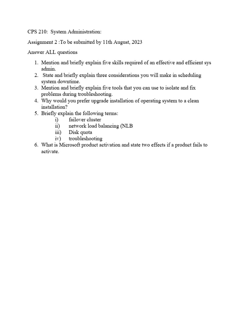Cps 210 sys admin assignment 2 pdf
