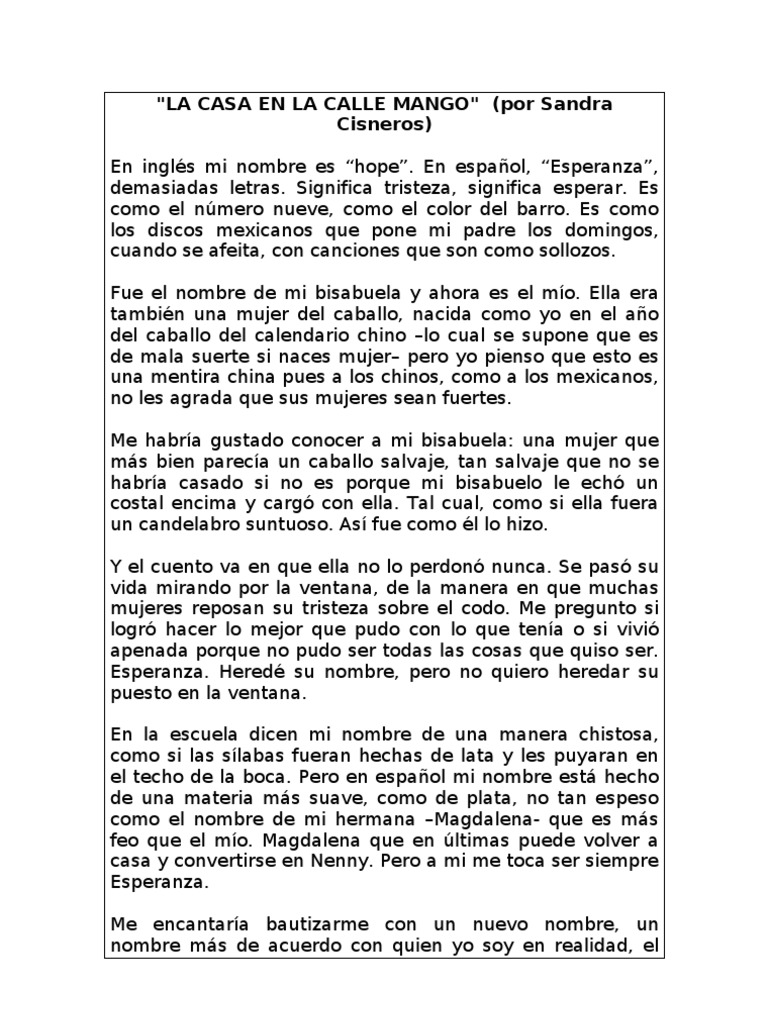 Mi Nombre Casa en La Calle Mango | PDF, image size:768x1024