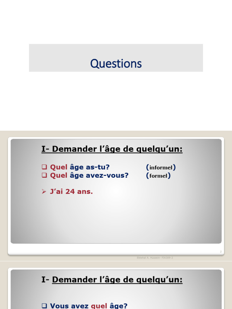 Demander l'âge et d'autres informations | PDF