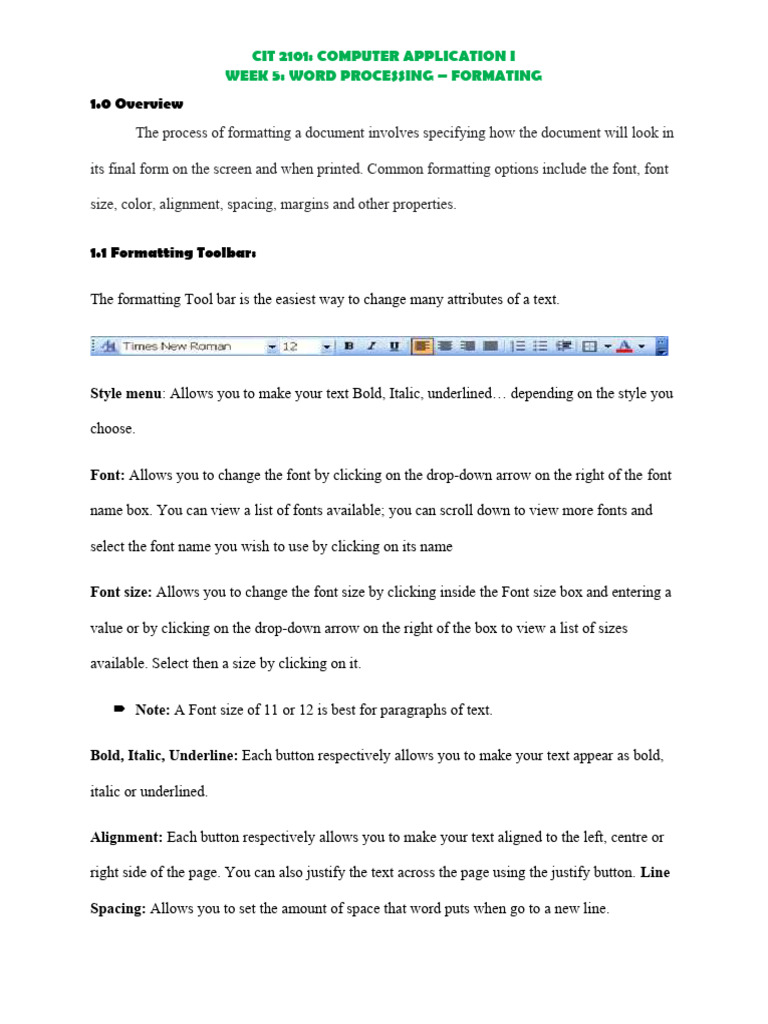 Word Processing - Formatting | PDF