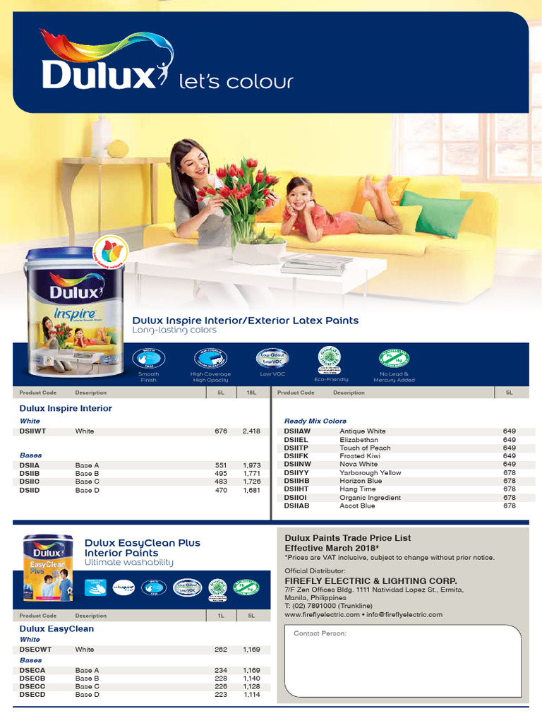 (PriceList) Dulux March 2018 Issue V1 PDF
