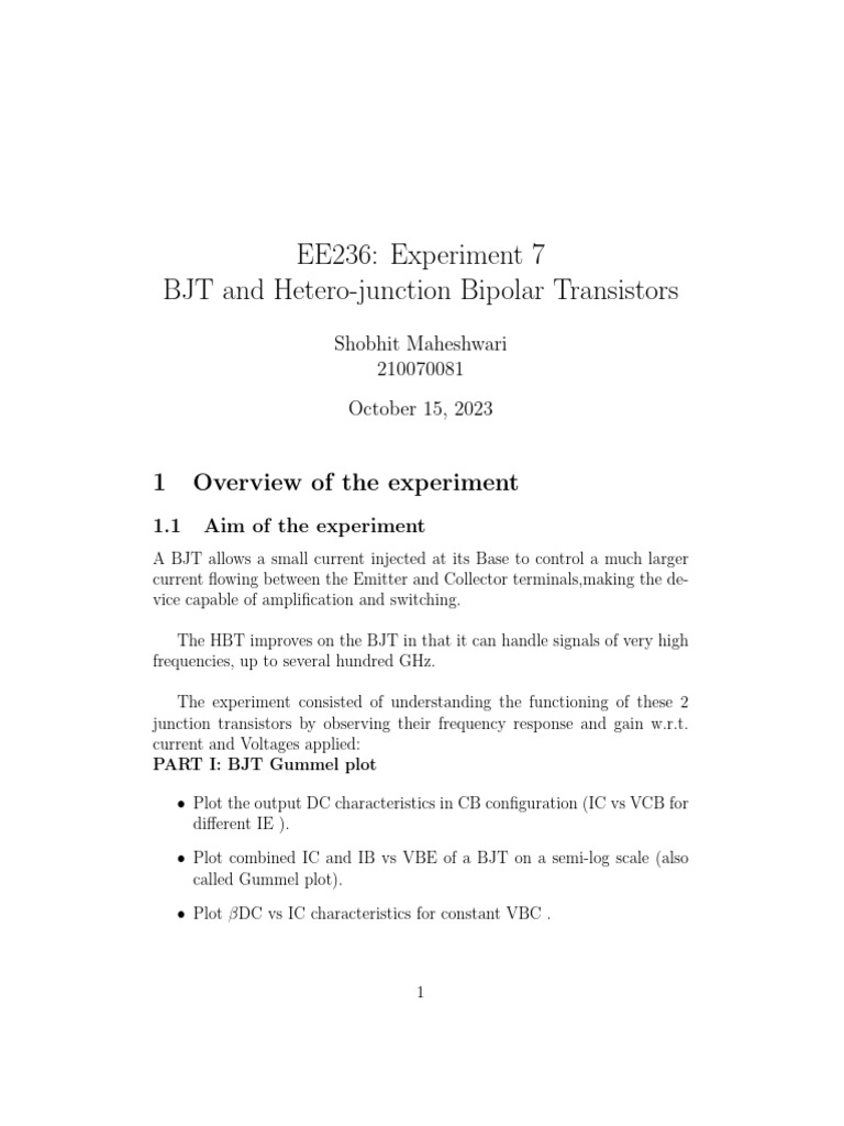 BJT vs HBT Frequency Response Analysis | PDF | Bipolar Junction ...