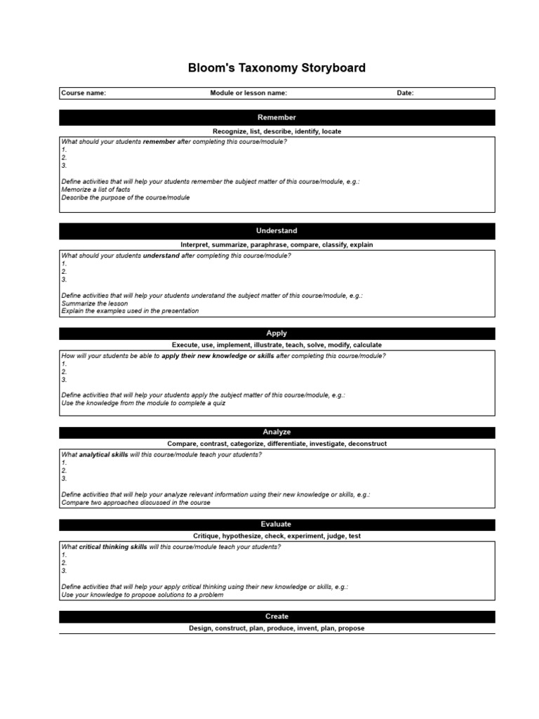Instructional Design Storyboard Template | PDF