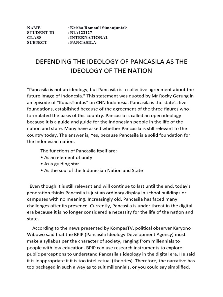 Defending The Ideology of Pancasila As The Ideology of The Nation | PDF