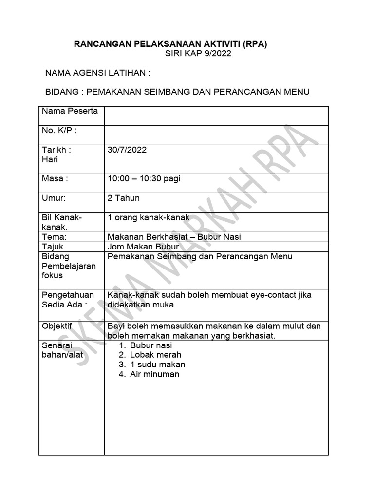 Rpa Pemakanan | PDF