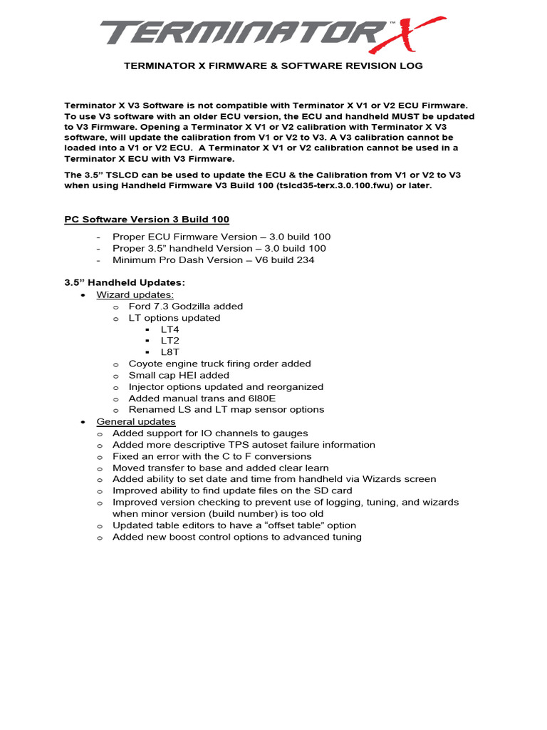 Terminator X V3 Revision Log PDF