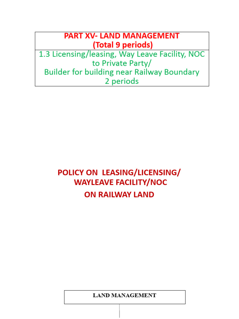 Railway Land Management Policies 2023 | PDF