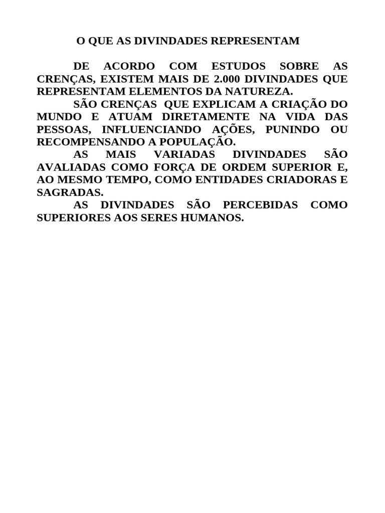 Ensino Religioso o Que As Divindades Representam | PDF