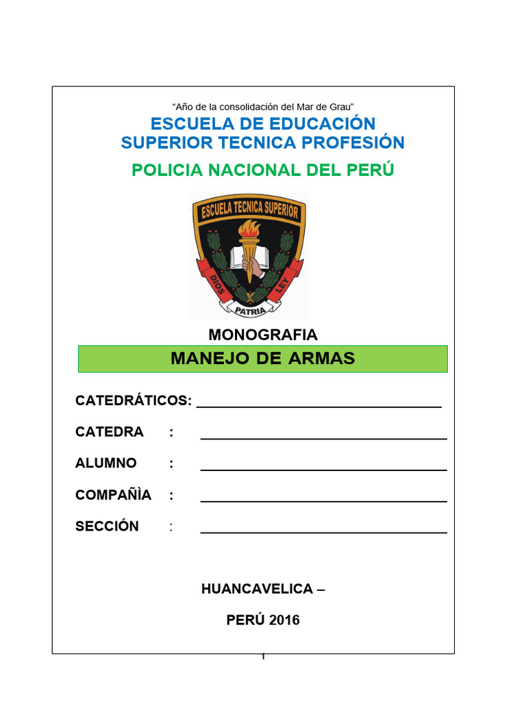 Monografia Manejo De Armas Pnp Pdf
