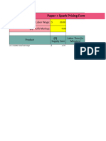 Pricing Formula Worksheet