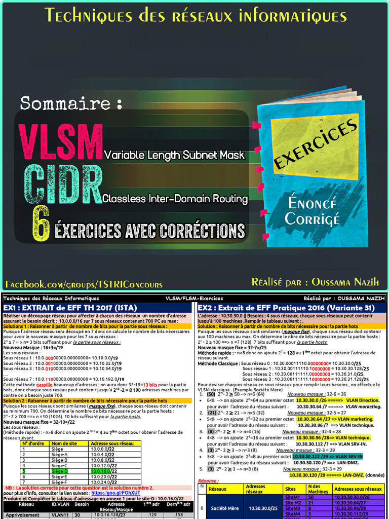 VLSM et FLSM : Exercices Corrigés | PDF