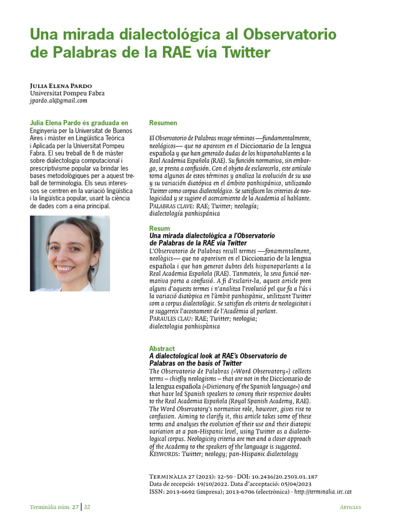 Elena Pardo, Julia (2023) - Una Mirada Dialectológica Al Observatorio ...