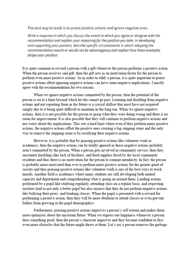 Encouraging Positive Actions | PDF