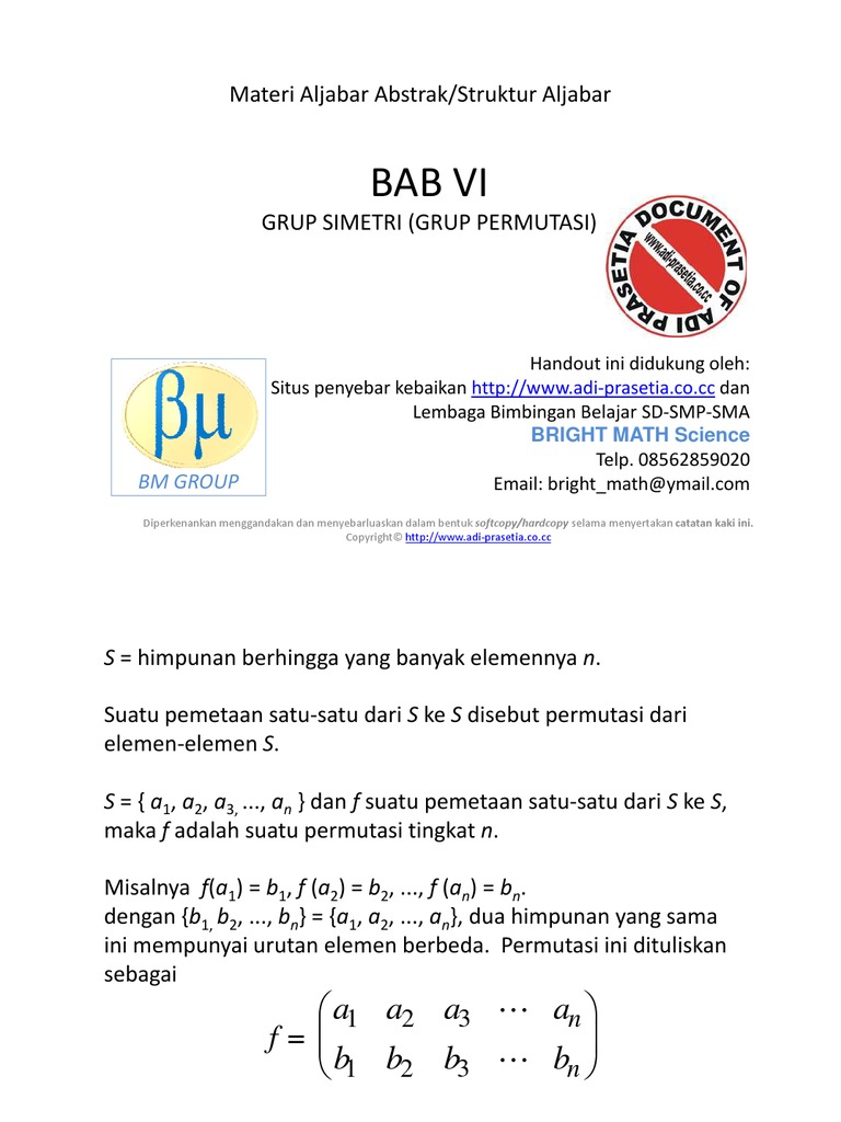 Contoh Soal Grup Permutasi Struktur Aljabar - Berbagai Struktur