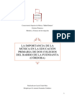 La Importancia de La Música en La Educación Primaria de Dos Colegios Del Barrio de La Fuensanta (Córdoba)